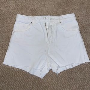 Zara high rise white jean shorts